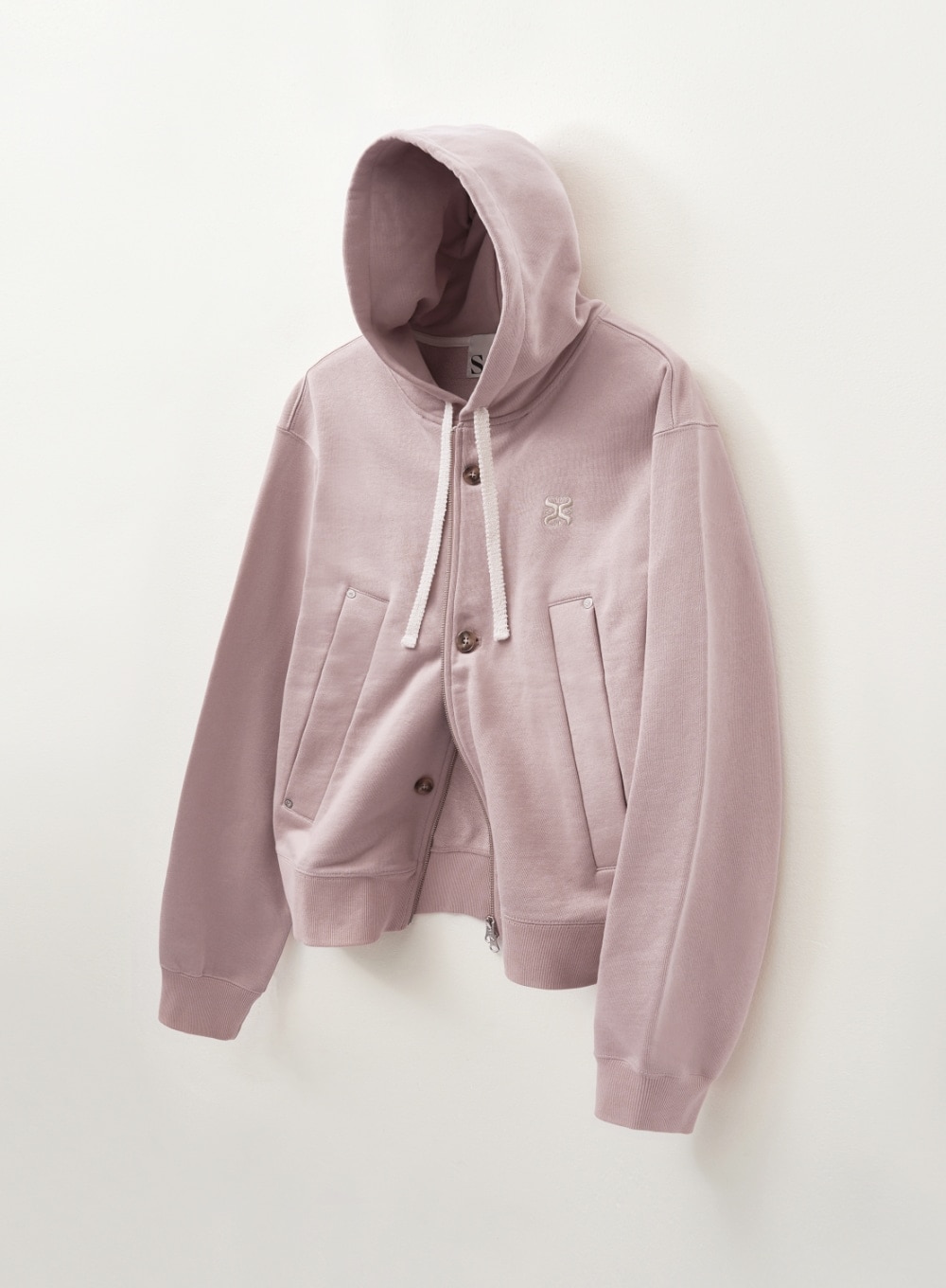 【SATUR】 TEO COTTON ALL DAY HOOD ZIP-UP : VINTAGE ROSE