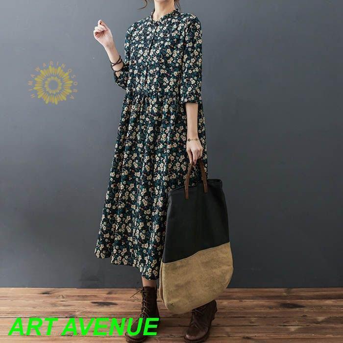 ワンピース レディース 40代 50代 春夏秋 ５分袖 ミモレ丈ワンピース エスニック風 プリント 花柄シフォンワンピ チュニック ワンピース 体型カバー 5,373円
