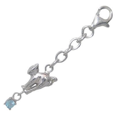 幸せを招く猫モチーフ ( 11月誕生石 ) シルバー ブルートパーズチャームトップホルダー楽ギフ_包装