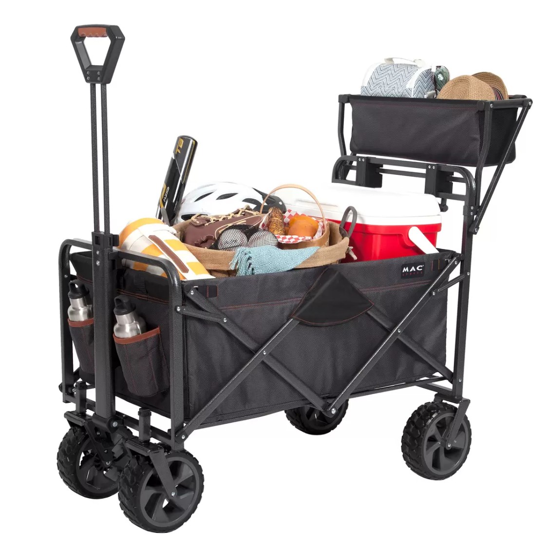 マックスポーツ 折り畳みワゴン XL ブラック/グレー 耐荷重 159kg 折畳 ワゴン ボトルホルダー 荷物 移動 カート キャンプ ピクニック 子供 運搬 公園 1844246