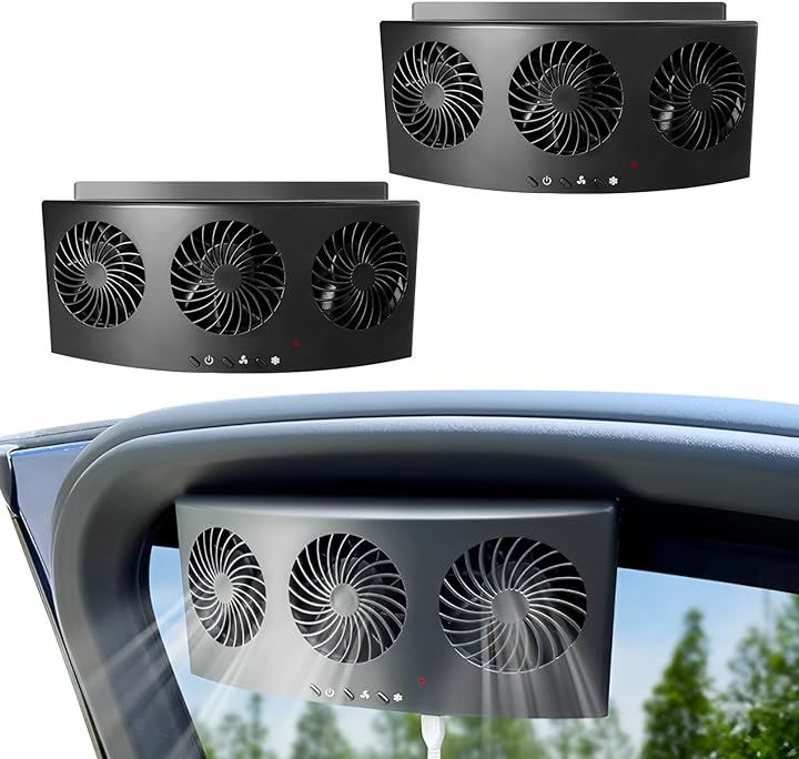 車用換気扇 車中泊 USB給電 タバコ 排気 車内 排出 窓用 窓枠( ブラック2個セット)