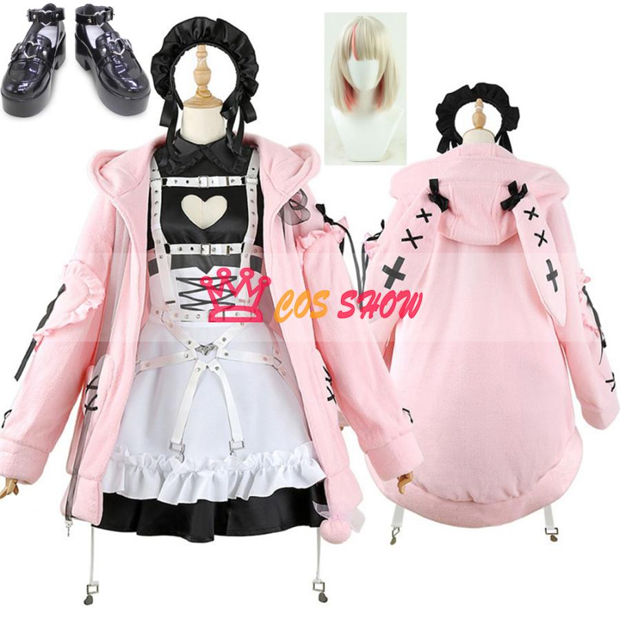 バーチャル 魔界ノりりむ コスプレ衣装 メイド服 cosplay 仮装 髪飾り付き 日常服 イベント クリスマス ハロウィン ステージ 文化祭 学園祭 プレゼント