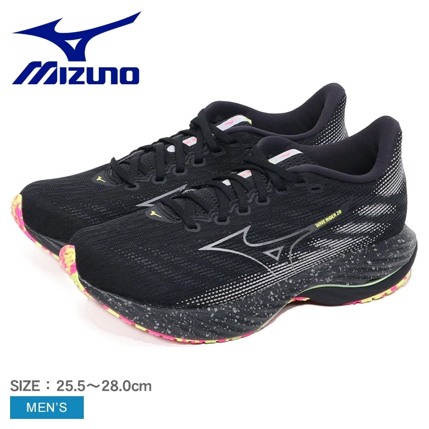 ランニングシューズ ウエーブライダー 28 J1GC2463 メンズ 靴 スポーツ トレーニング 運動 マラソン 軽量 ブラック 黒