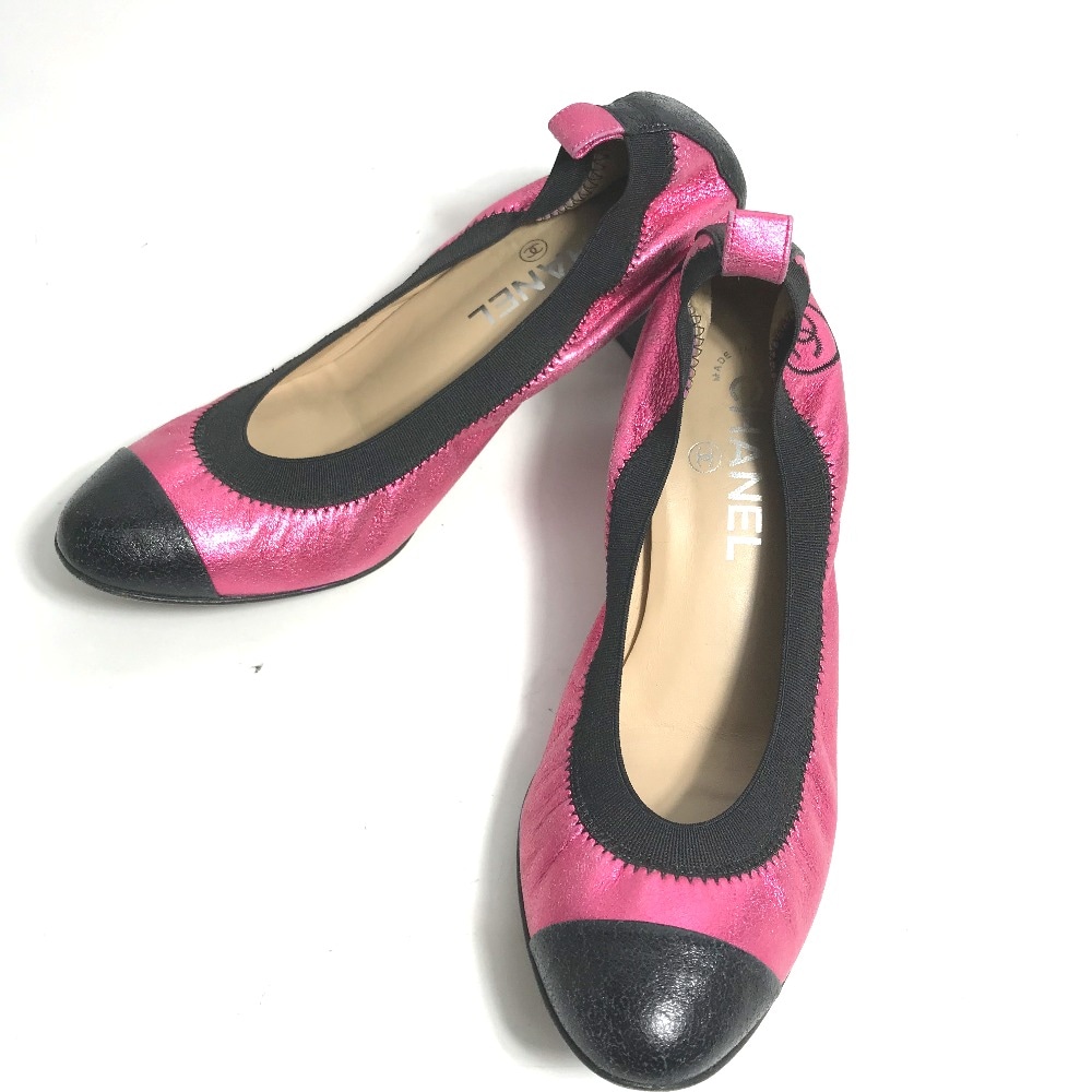 パンプス G26643 メタリック CC ココマーク 靴 シューズ ヒール レザー ピンク