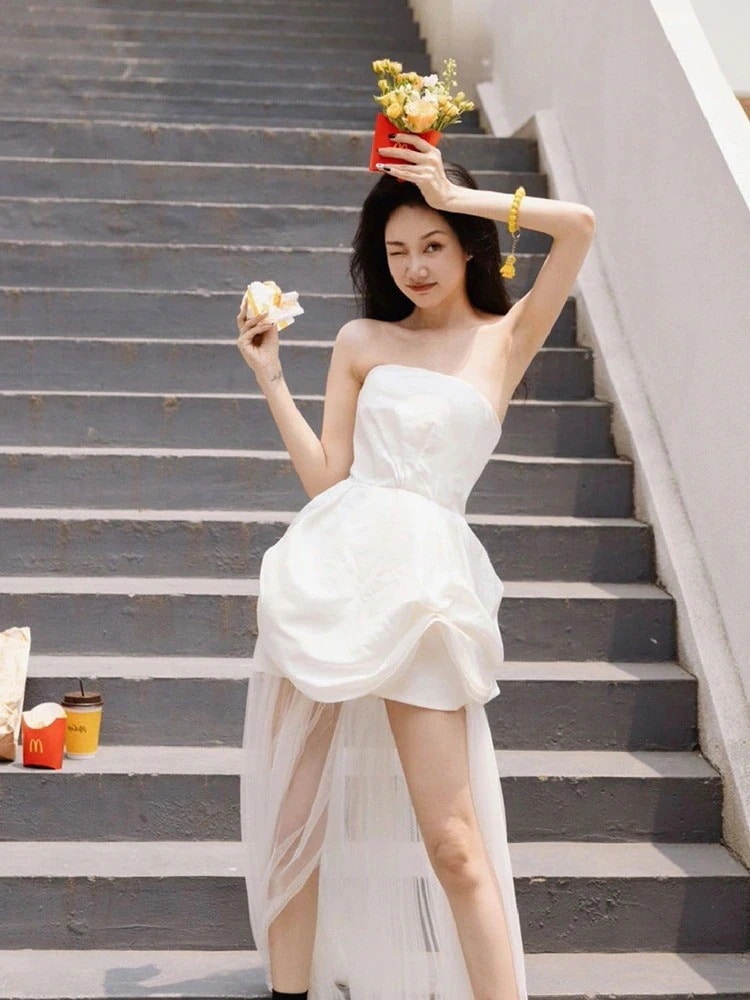 花嫁 76 ウェディングドレス 前撮り ワンピース 結婚式 演奏会 ロングドレス 二次会 お呼ばれ 白 パーティードレス サイズオーダーメイド可能 成人式 【L.O.V.E】 ウェディング