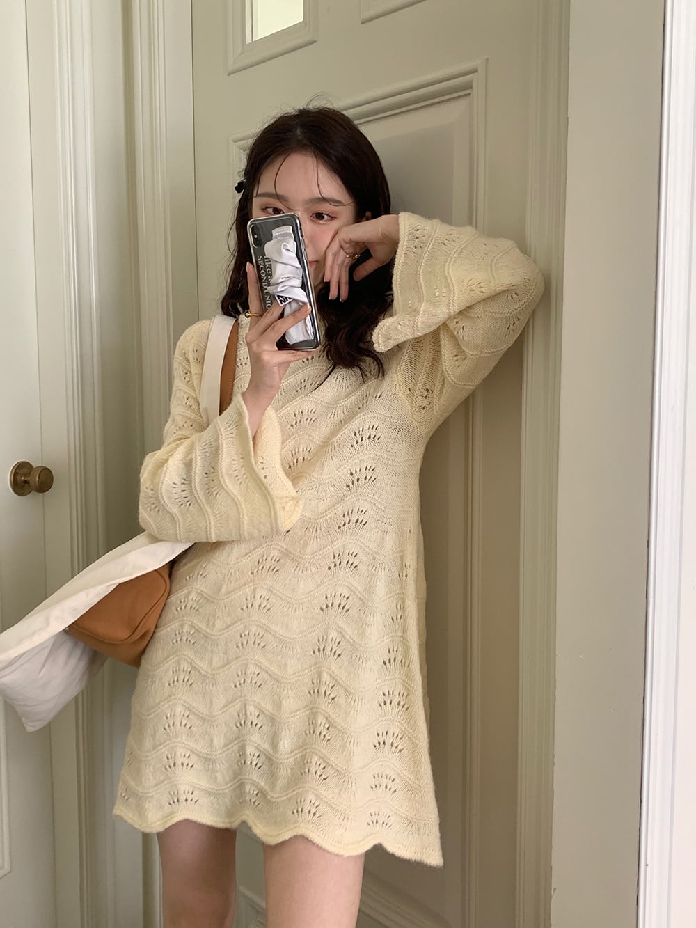 ワンピース ニット セーター ニットワンピ レディース 長袖 ボリューム袖 フレア Aライン かわいい 大人可愛い きれいめ シンプル カジュアル 上品 おしゃれ かっこいい こなれ感 ガーリー モー