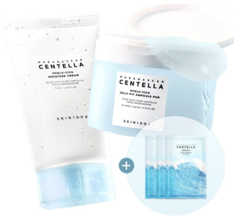 ヒアルーシカ ゼリーフィット アンプルパッド 60枚 + モイスチャークリーム 75ml (+ ヒアルーシカ ハイドレーティング マスク 3枚)