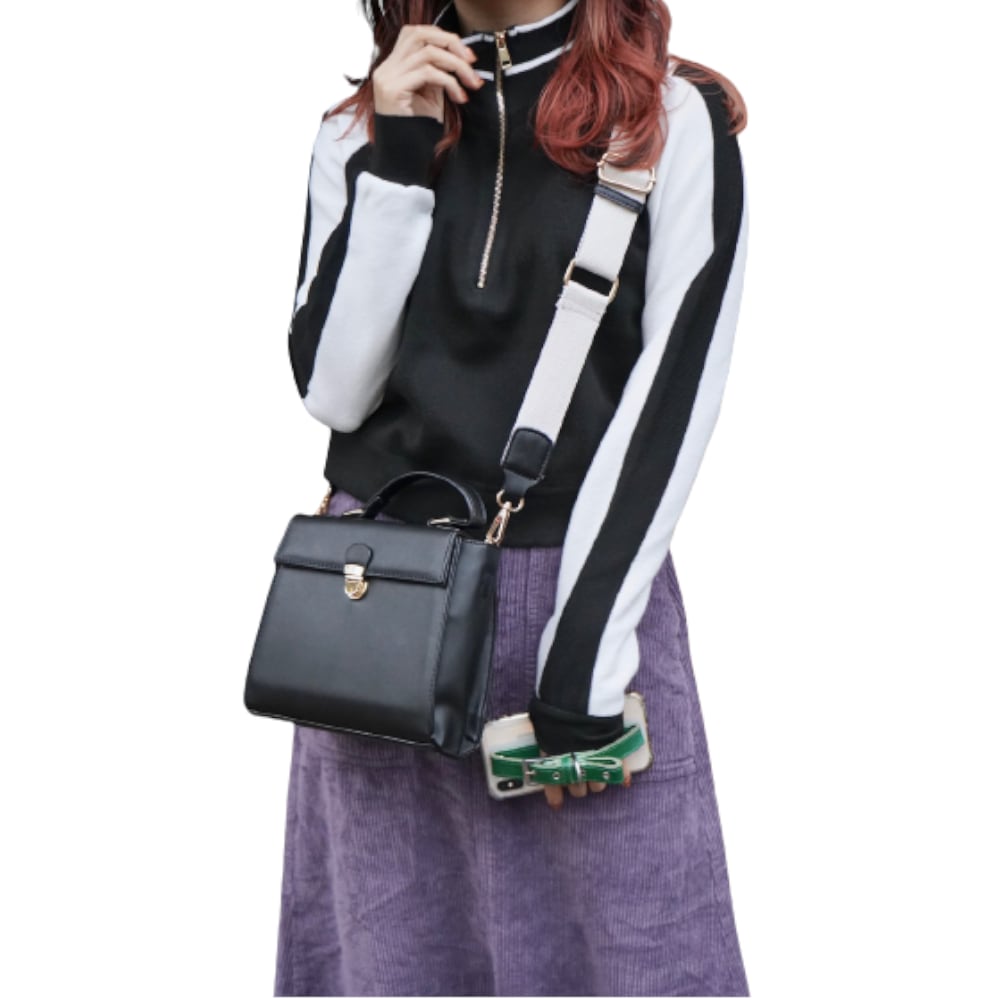 Line Design Half Zip Knit Tops (black) A,D,G レディース