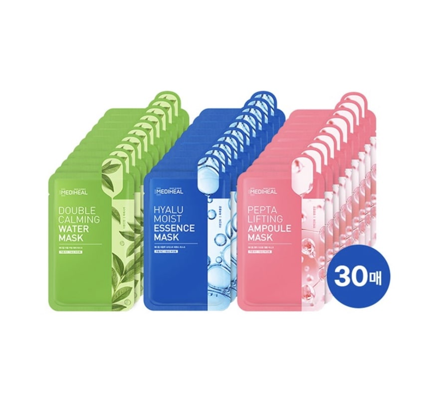 ダブルカミングウォーターマスク(10枚)+ヒアルモイストエッセンスマスク(10枚)+ペプタリフティングアンプルマスク(10枚)