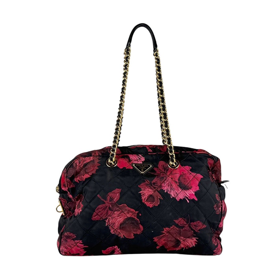 プラダ PRADA ショルダーバッグ ナイロン ブラック×レッド レディース z6689