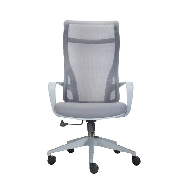 ハイバック チェア グレー 肘付き メッシュ素材 ヘッドレスト デスクチェア オフィスチェア 組立品