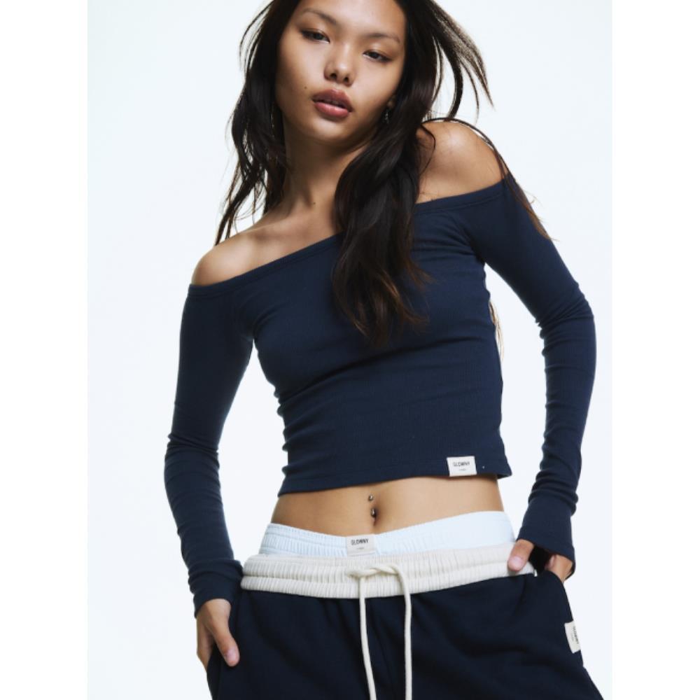 GLOWNY G OFF SHOULDER LONG SLEEVE NAVY GC24WTLS002NA 8,050円