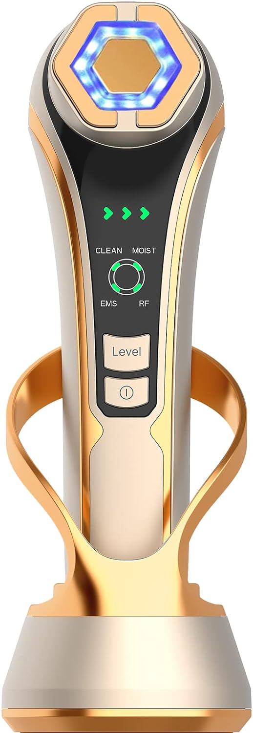 2023 革新版 】美顔器 RF美顔器 イオン導出 イオン導入 EMS 微電流 LED搭載 1台6役 4種類モード 3段階レベル 超音波振動 クレンジング 毛穴汚れとり 肌引き締め 目元ケア 口元ケア