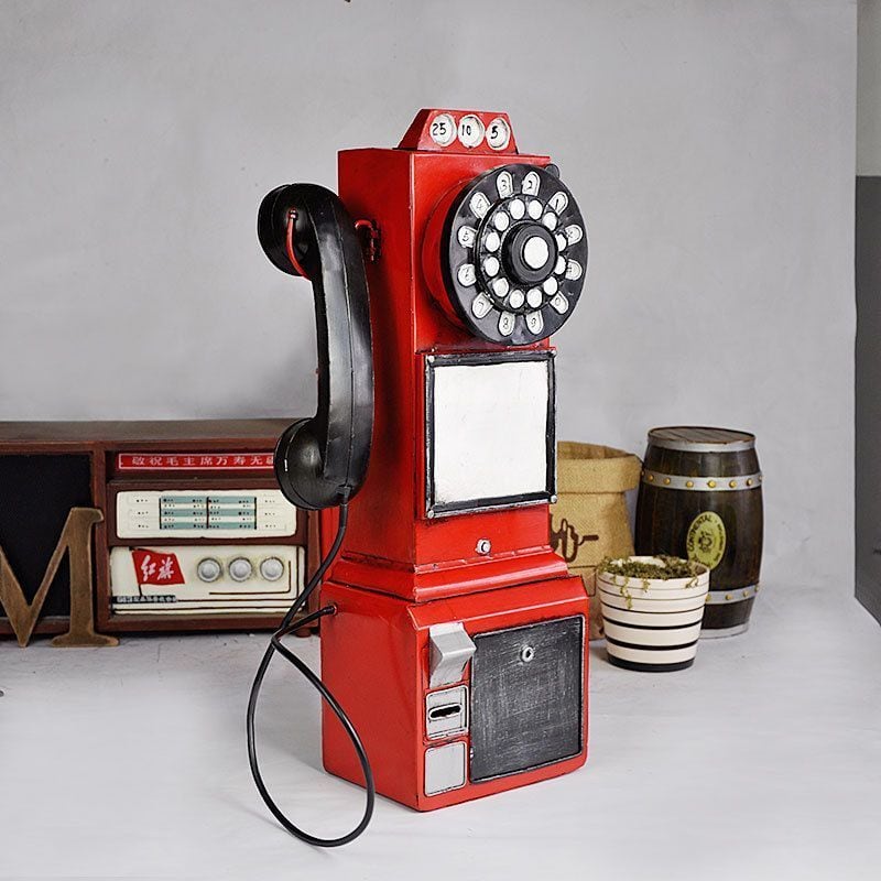 ダイヤル式 電話 ヴィンテージ調 レトロ調 テレフォン おしゃれ かわいい ウォールアート 壁掛け 置物 高さ50cm 装飾品 レッド ギフト カラーバリエーション 9色 9,052円