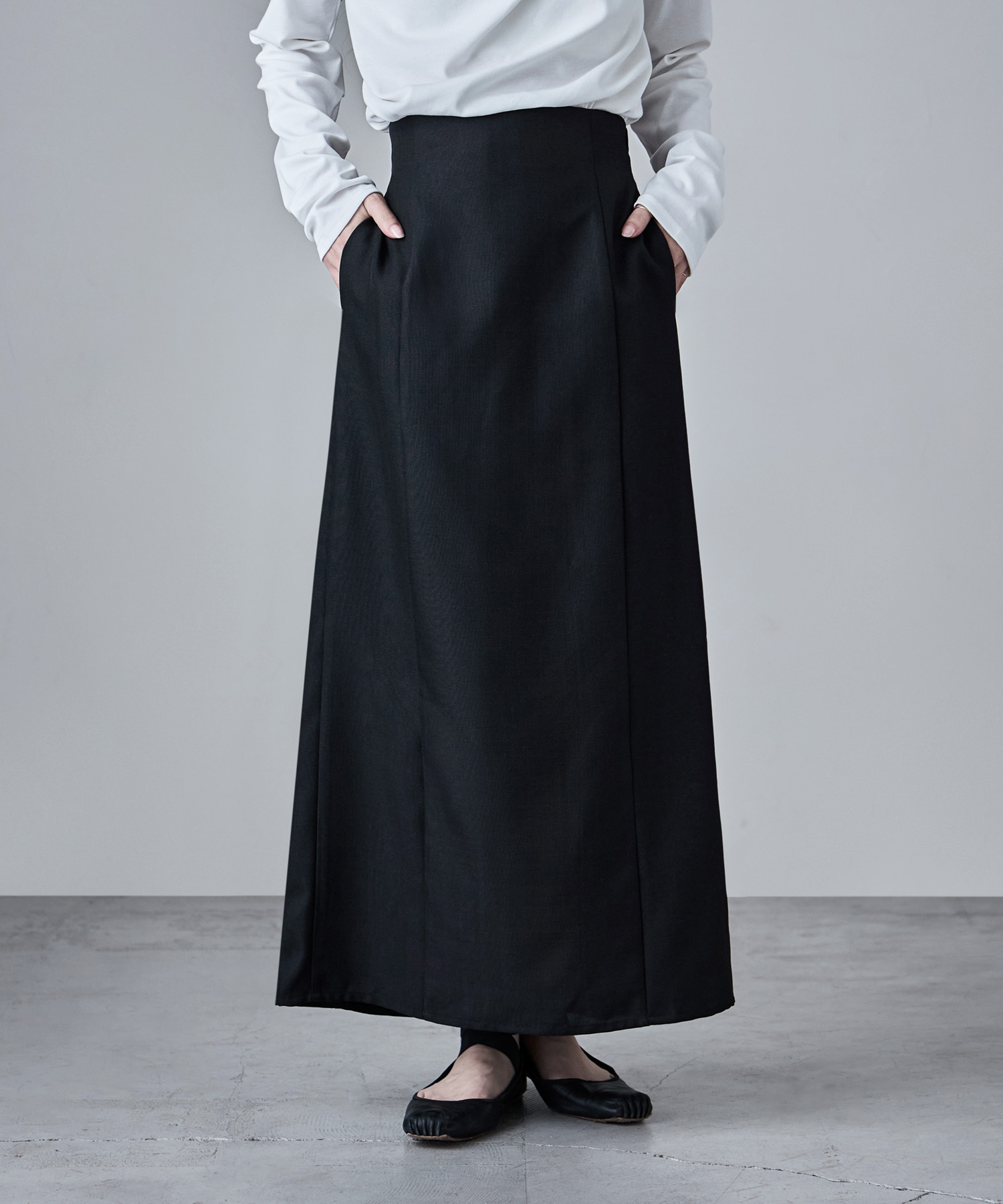リネンタッチハイウエストタイトスカート ボトムス スカート ナロースカート タックスカート ロング丈 ロング タイト スカート Iライン セットアップ リネン風 タック 無地 ウエストゴム