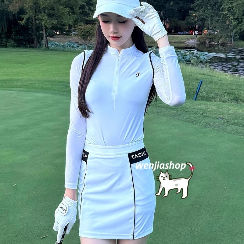 ゴルフウェア 2025 春秋 秋服 レディース スポーツウェア トップス 長袖 スカート ミニスカート 上下セット 白 セットアップ 春 女性 テニスウェア 速乾 日焼け止め 韓国風 おしゃれ