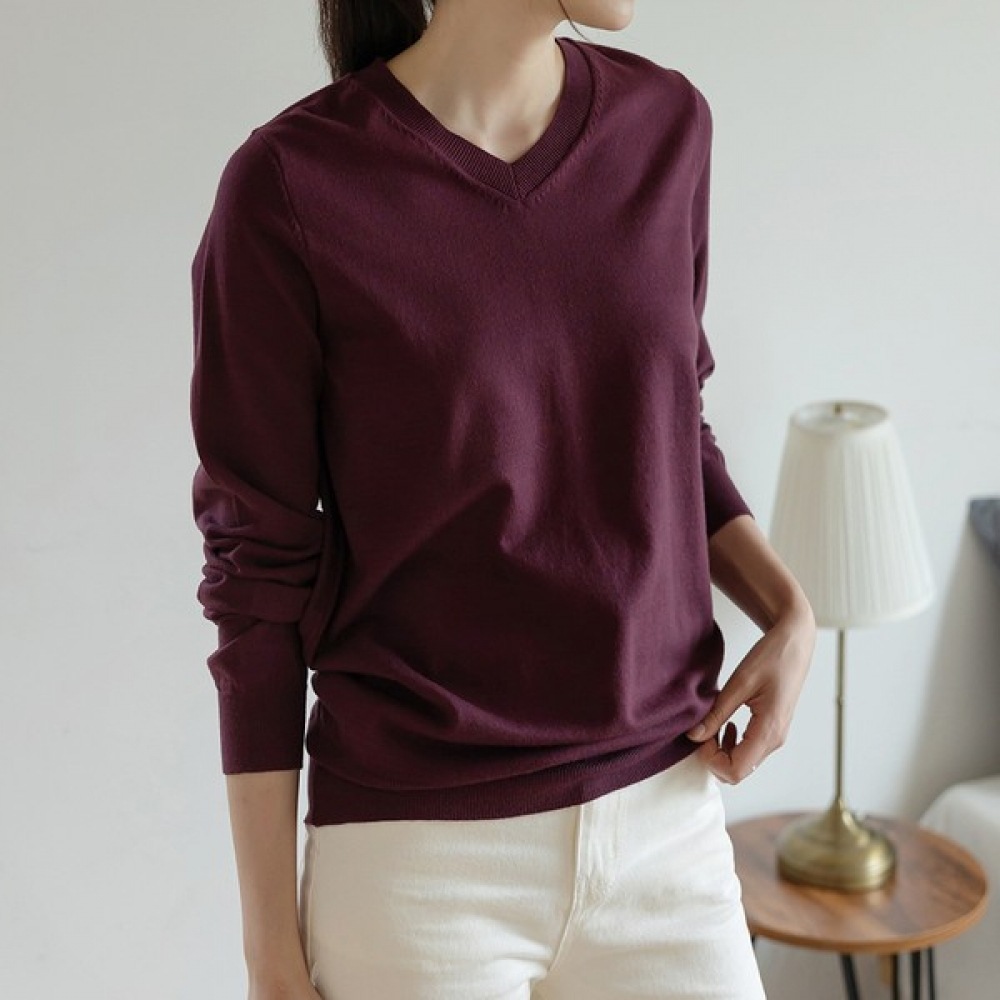 (Elysia) ソリッドVネックニット
