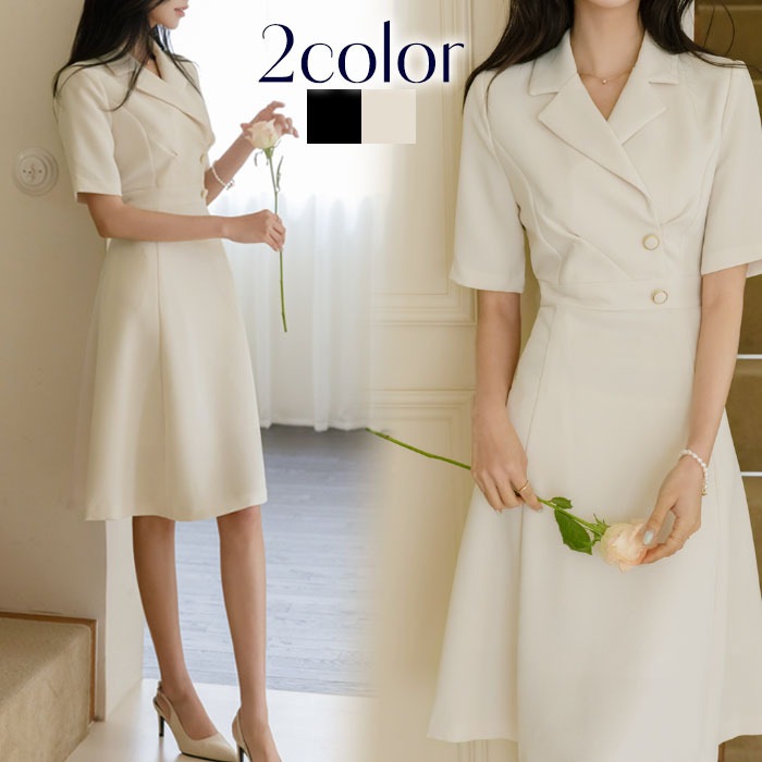 ワンピース 結婚式 夏 パーティードレス フレアワンピ 半袖