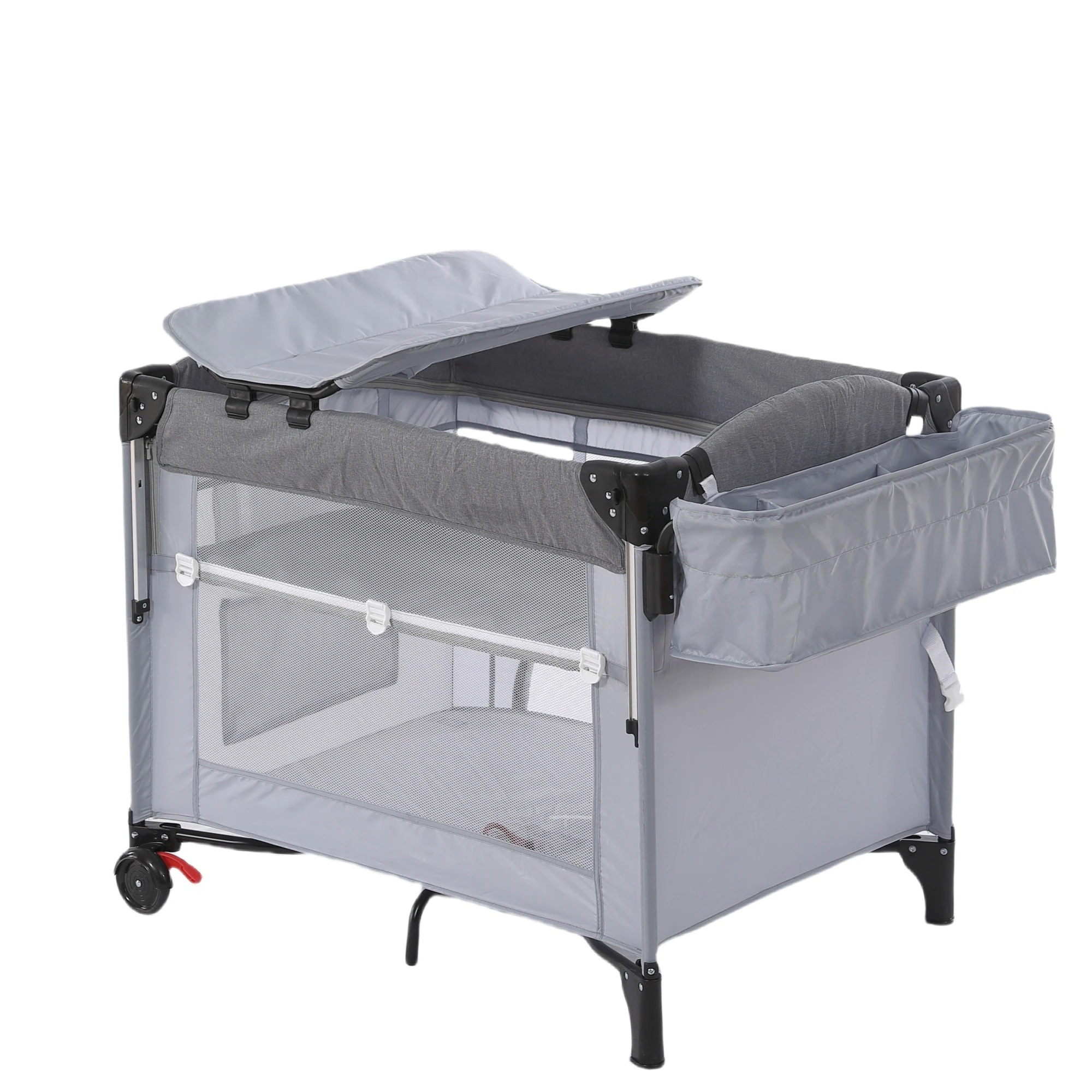 【安心保証】ベビーベッド ベビーサークル 折りたたみ 添い寝ベッド おむつ替えテーブル付 プレイヤード お昼寝マット キャリーバッグ付 マットレス付 キャスター付き 多機能 軽量 出産祝い