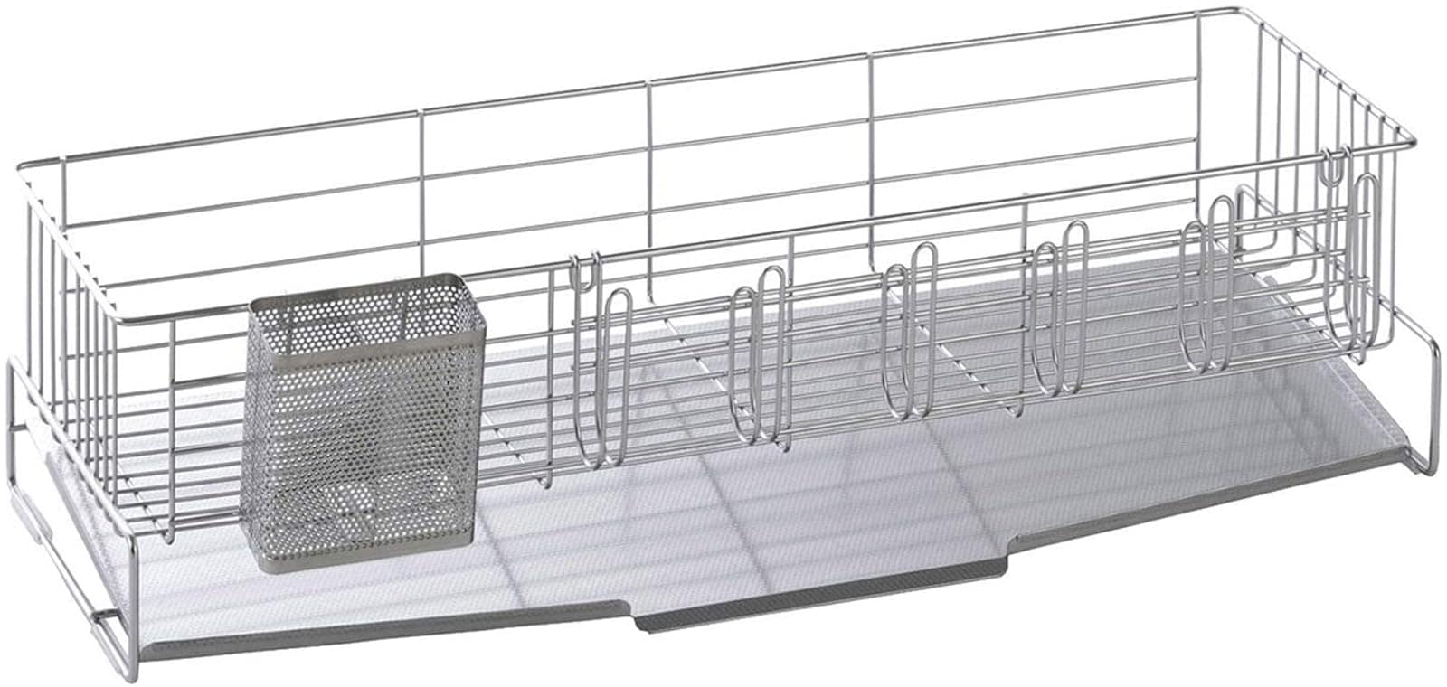 即日発送 下村企販 省スペースに置ける 水切りラック スリム 奥行58cm 【日本製】 シンク上 水垢が目立ちにくいトレー 様々な食器に対応 6連グラスホルダー・箸ポケット付き 台所 水切りかご ステ