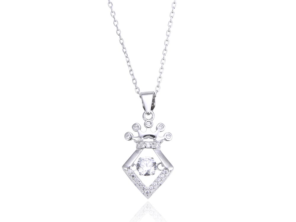 ネックレス レディース 925 ペンダント 一粒 cz シンプル 金属アレルギー対応 ジュエリー アクセサリー クラウン 煌 SILVER925 プレゼント ギフト カジュアル ブライダル 大