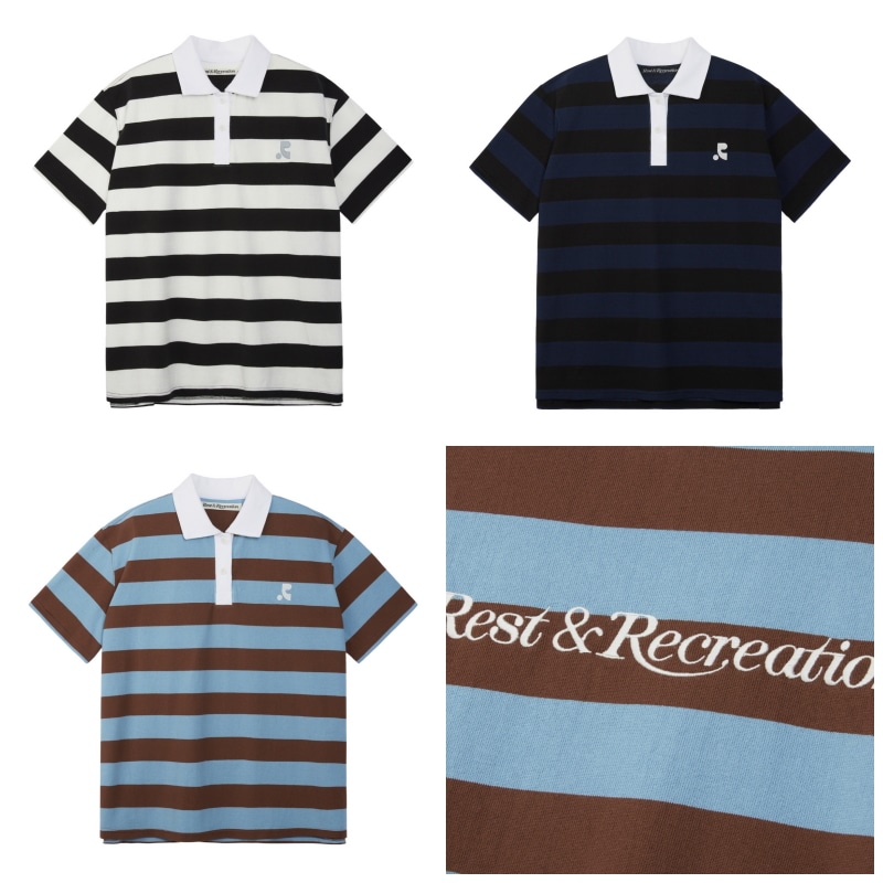 【REST & RECREATION】 STRIPE RUGBY T-SHIRT : 3COLORS