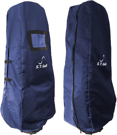 他サイト： ゴルフバッグカバー 20秒で取付可能 トラベルカバー 9.5型 48インチまで対応 衝撃や摩擦に強い 1680Dポリエステル キャディバッグ 撥水 収納袋(ネイビー 面ファスナータイプ)の商品画像