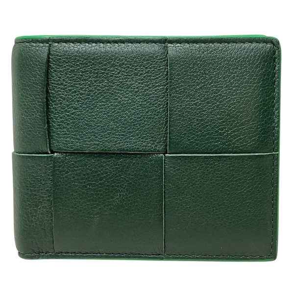 ボッテガ・ヴェネタ イントレチャート R00132325P グリーン 2つ折り財布【中古】