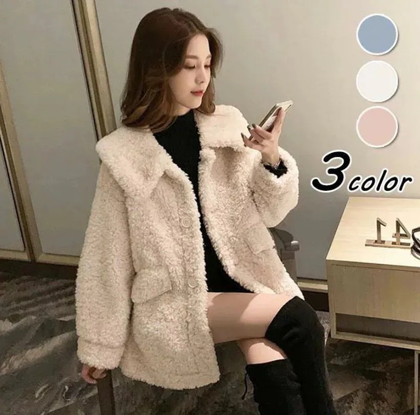 ファーコートボアコートレディース服フェイクファーコートショート丈ジャケット毛皮コートモコモコ暖かいファー長袖アウター304050韓国風通勤大人Lおしゃれ