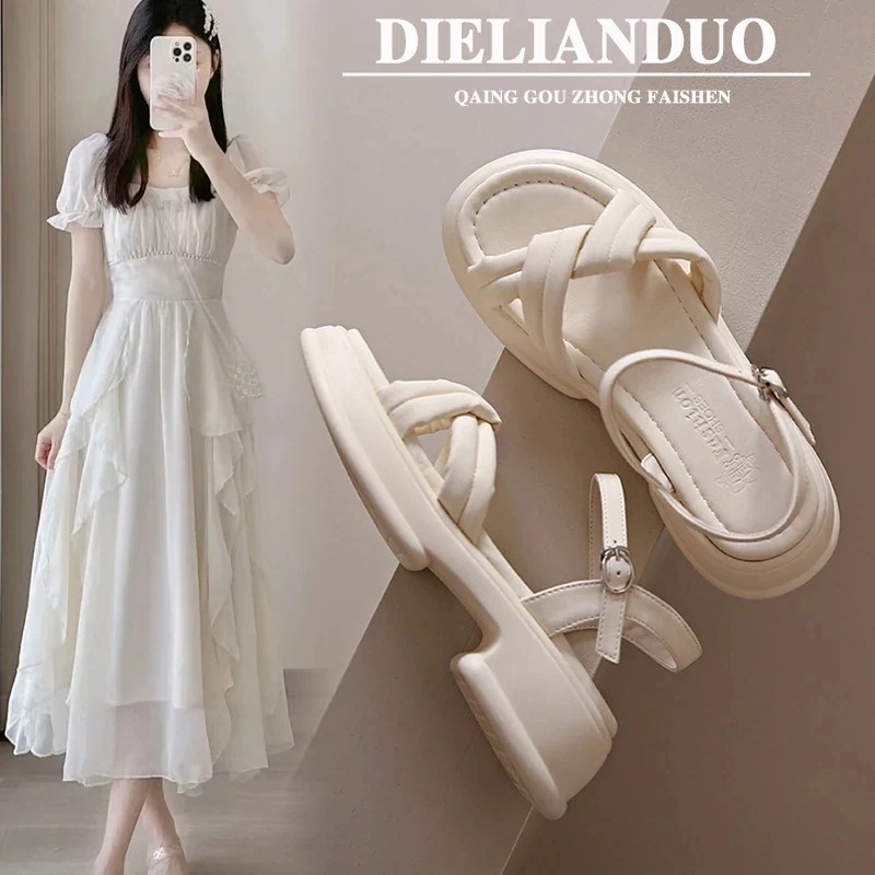 準備したいレイングッズ サンダル 厚底 /サンダル/レディース/夏/アウター/2024/新作/ /スポーツ/ローマンビーチシューズ/フレンチ/スカート付き/婦人靴