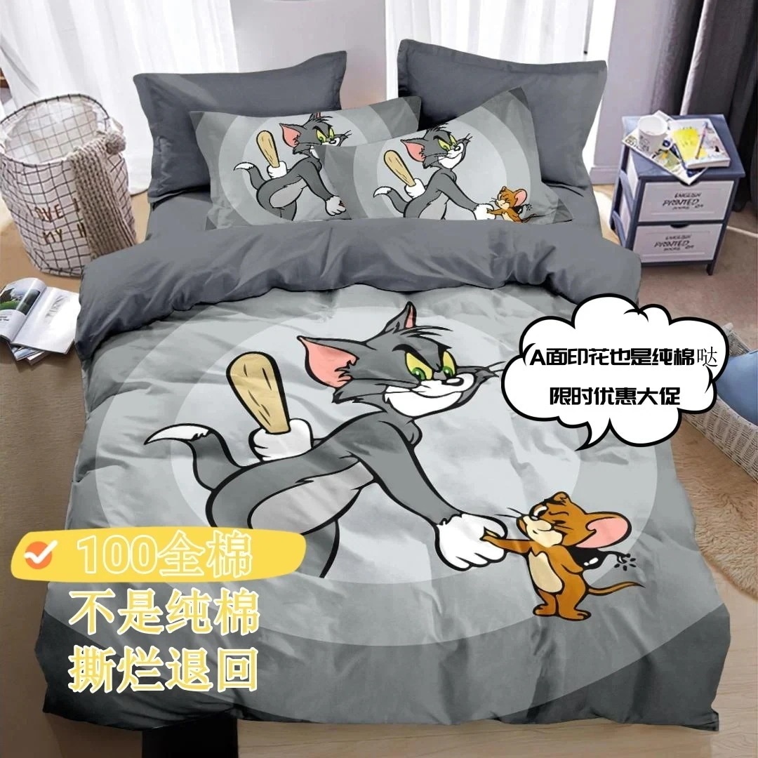 【最安値挑戦】かわいい肌に優しい純綿ベッドシーツキルト3点セット 漫画子供部屋4点セット 品質良い