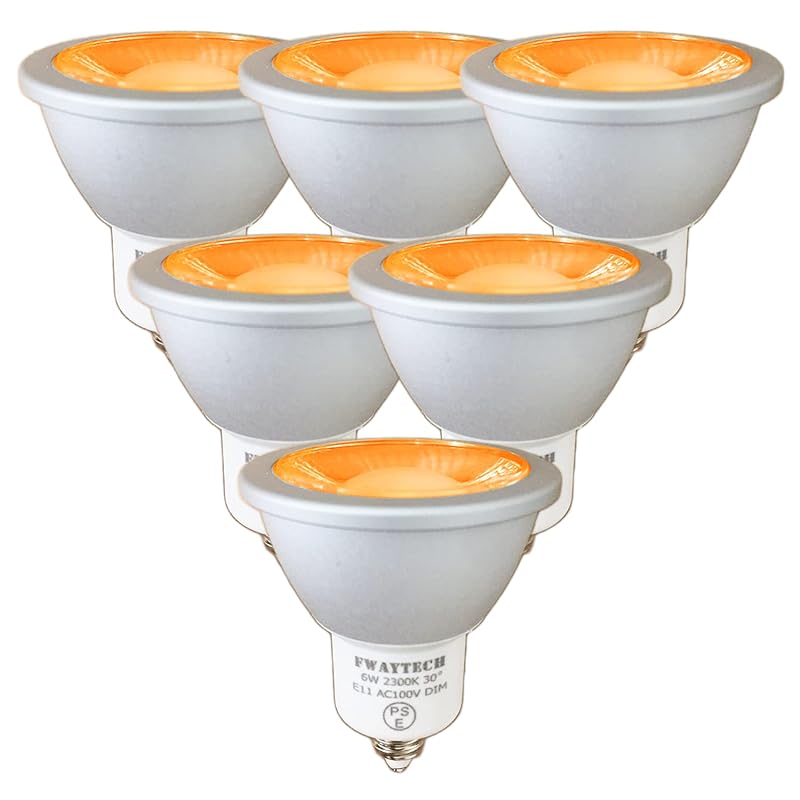 FWAYTECH ハロゲン led e11 濃い電球色2300K 6W ダイクロ型50W60W相当 中角30度 ダクトレールLEDスポットライト ダイクロハロゲン電球代替え 密閉器具対応 (濃い電球