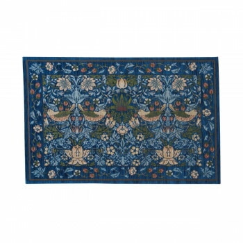川島織物セルコン Morris Design Studio イチゴドロボウ マット 約60x90cm FH1709A B ブルー