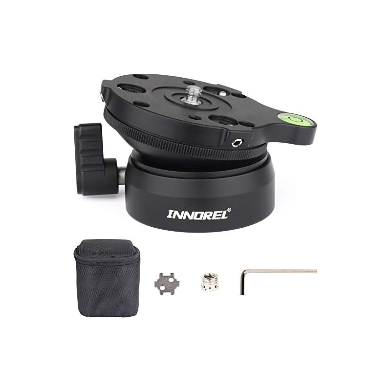 INNOREL LB60 レベリングベース レベラーアジャストプレート 低重心 雲台 アルミニウム合金製 1/4オネジ 細ネジ 最大耐荷重10KG バブル水準器 三脚 一脚 バッグ付き