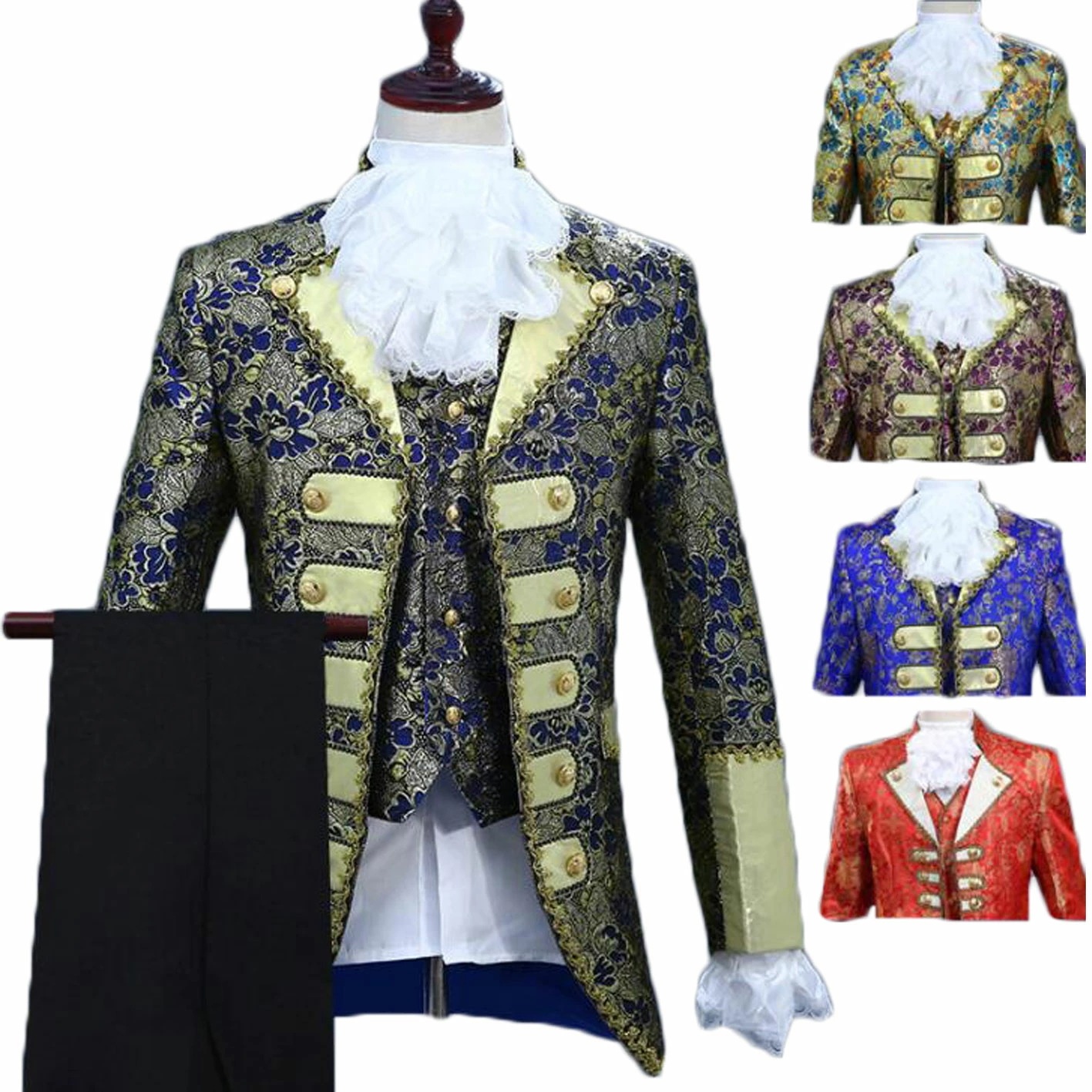 声楽 ステージ衣装 舞台劇 ロング丈 ヨーロッパ風 舞台衣装 イベント パーティー コント 貴族 漫才 メンズ礼服 王族服 貴公子 欧風 オペラ 忘年会 王子様コスチューム 5色 王様 豪華 公爵 フ