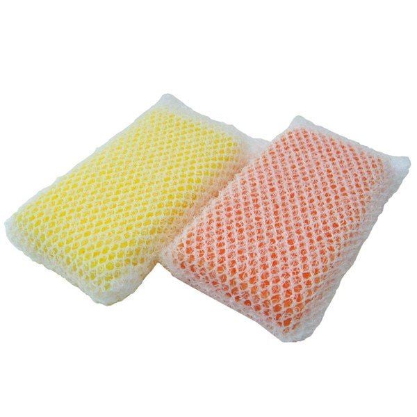 (まとめ) ネットスポンジ/キッチンスポンジ (オレンジ・イエロー 2個入り) 抗菌 キッチン用品 『泡キュット』 (44個セット)
