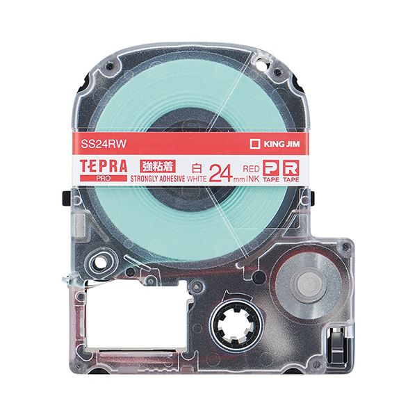 (まとめ) キングジム テプラ PRO テープカートリッジ 強粘着 24mm 白／赤文字 SS24RW 1個 (×10セット) 11,538円
