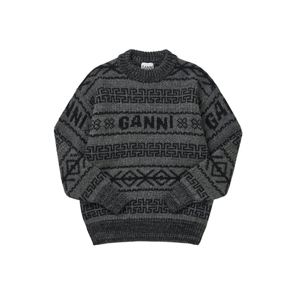 ガニニット K2175 220 グラフィックロゴラムウールレディースニット当日出荷