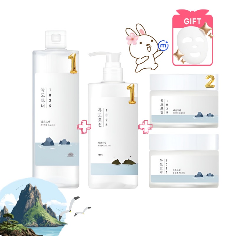 [正規品] 1025 独島（ドクト） クリーム 50 ml ×2個 + トナー 500 ml ×1本 + ローション 400 ml ×1本【企画セット】しっとりトナー/香料フリー