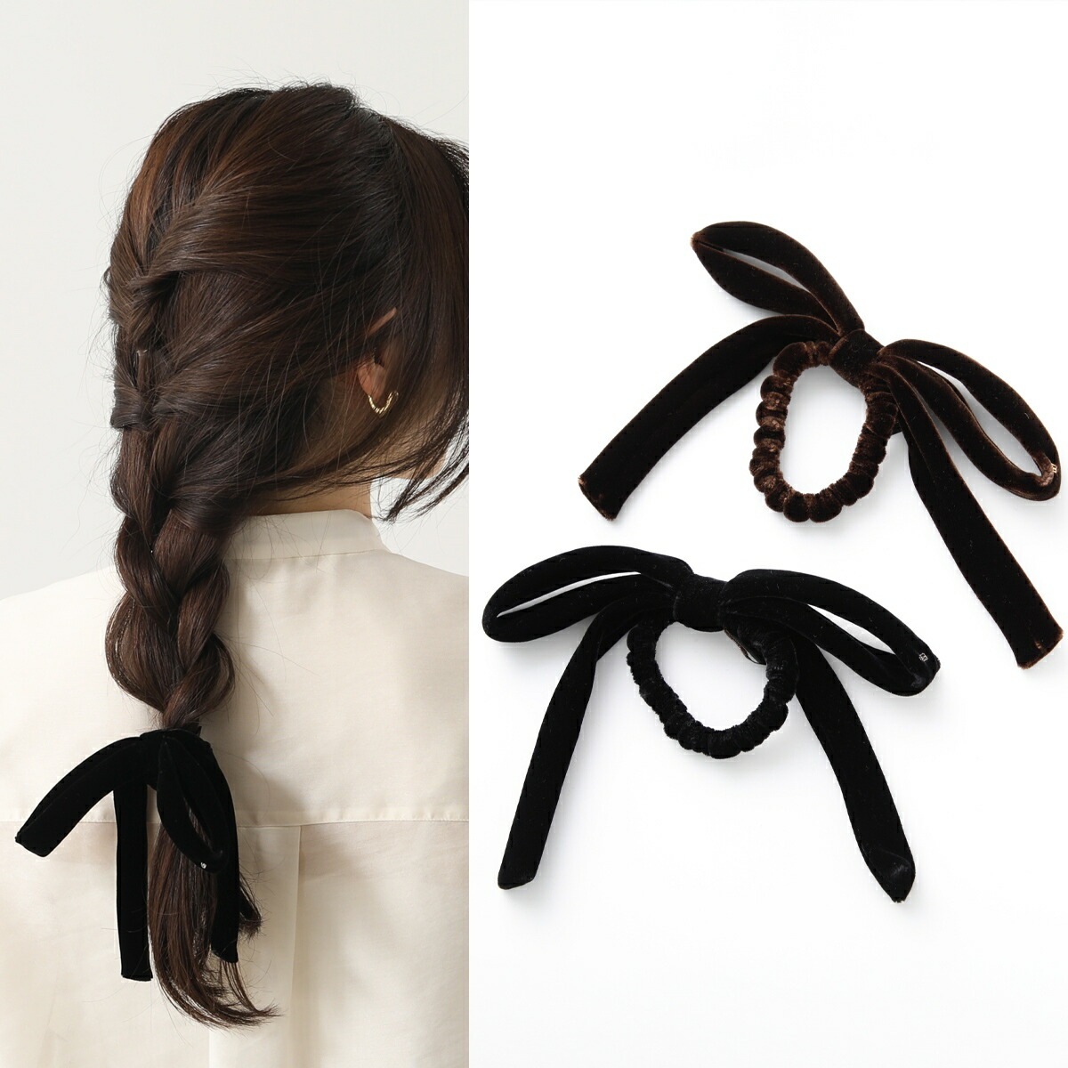 ALEXANDRE DE PARIS アレクサンドル ドゥ パリ シュシュ TPY-18556 レディース ポニー ベルベット リボン ヘアアクセサリー カラー2色ヘアゴム・シュシュ