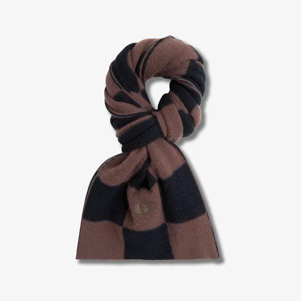 チェッカーボード ラムウール スカーフ - キャリントンロードブリック CFPU2438155-U53