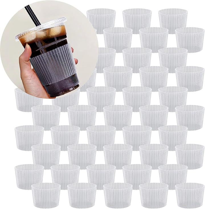 カップスリーブ 透明 プラスチックカップスリーブ カップカバー カッププロテクター 200個セット( クリア)