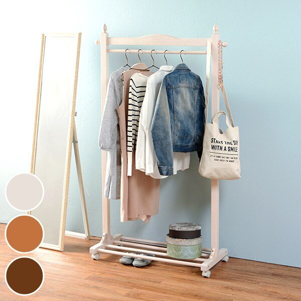 ハンガーラック 天然木 キャスター付 幅90cm