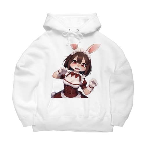 【文字入れ可能受注生産】ウサギの女の子　メイド　ケモナー　いっしょにあそぼ ビッグシルエットパーカーパーカー・トレーナー