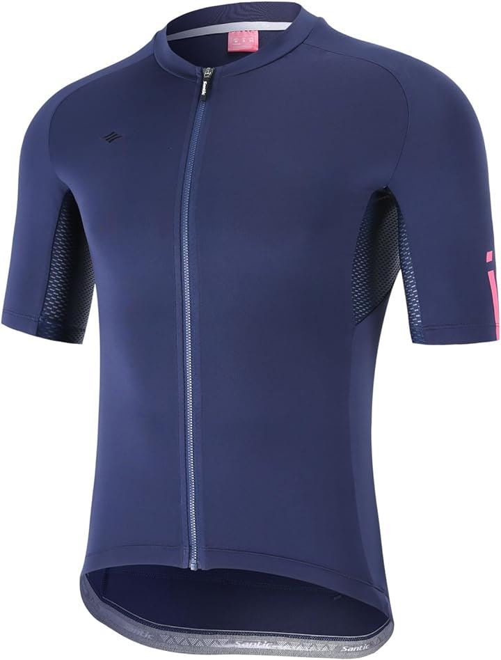 サイクルジャージ 半袖 メンズ サイクルウェア 吸汗速乾 通気 弾力( ネイビー, M)