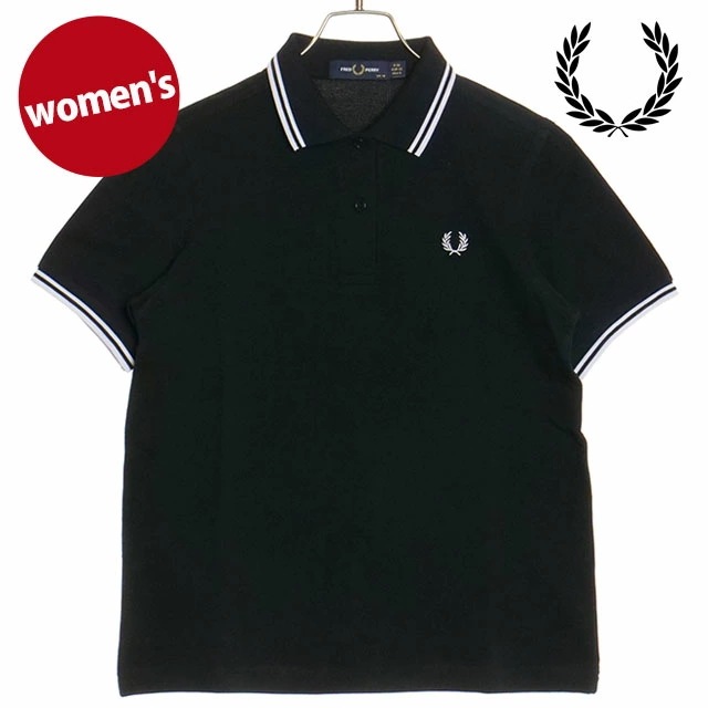 ポロシャツ ツイン ティップド フレッドペリーシャツ [G3600-350] レディース トップス 半袖 コットンピケ BLACK 正規取扱店