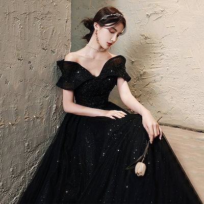 韓国ファッション カラードレス ロング 花嫁 ウェディングドレス演奏会 二次会 結婚式 パーティードレス