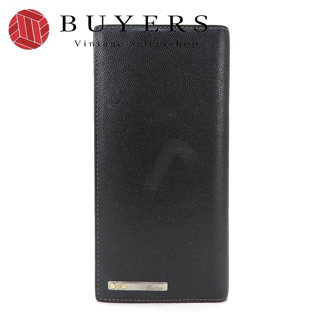 中古 長財布 サントス ドゥ レザー ブラック 二つ折り シンプル 小物 普段使い