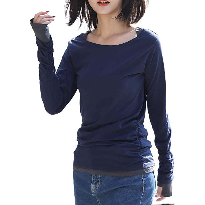 キャプテンケイ ロング 日本最大級 Tシャツ 指穴 レイヤード 2L 61％以上節約 ネイビー