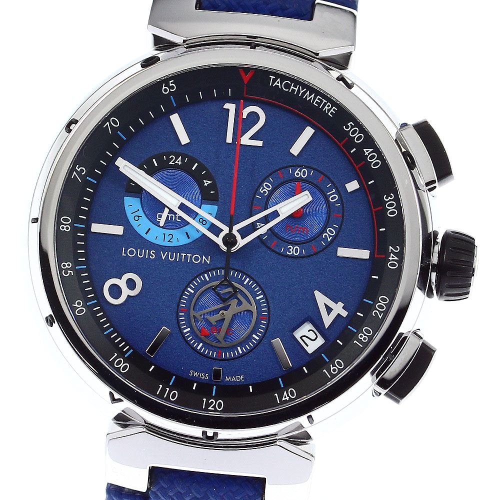 ルイヴィトン LOUIS VUITTON QA153 タンブール アウトドア クロノグラフ GMT クォーツ メンズ 良品 _803624【中古】